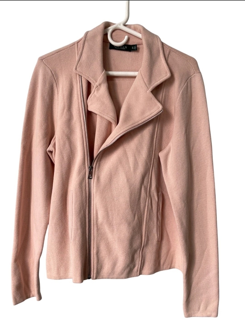 Lauren Ralph Lauren Soft Blush Pink Asymmetric Zip Jacket - Women's XL